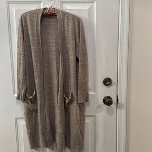 Eileen fisher petite large organic linen long cardigan natural